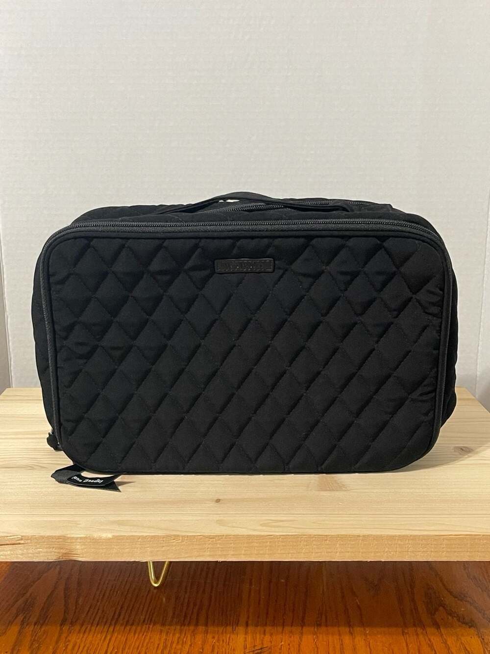 Vera Bradley Black Quilted Blush and Brush Cosmetic Makeup Case